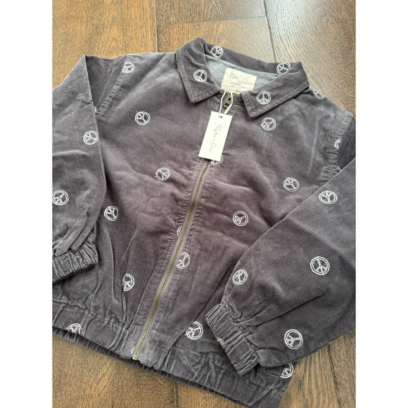 NWT NEW Rylee + Cru Peace Sign Corduroy Bomber Jacket Sz 6-7 - Picture 4 of 7